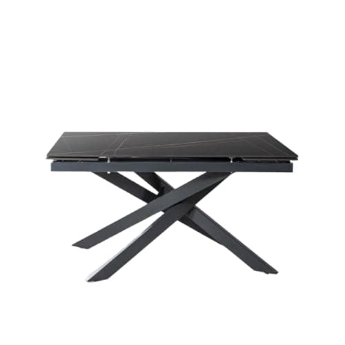MONDO VIRO Table extensible avec dessus en céramique noir effet marbre Xavier cm 140/200x80 76h