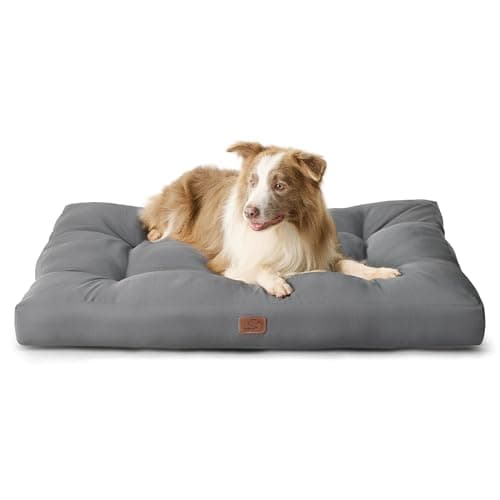 Bedsure Coussin Chien Grande Taille Imperméable - Tapis Chien de Tissu Oxford, Matelas pour Chien XL Gris (110x89x10cm)