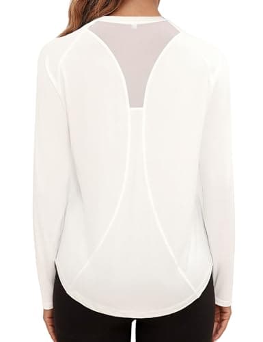 Gyabnw T-Shirt Sport Femme à Manche Longue Tee Shirt Col Rond Haut Sport Femme Top Anti UV Confortable et Polyvalent