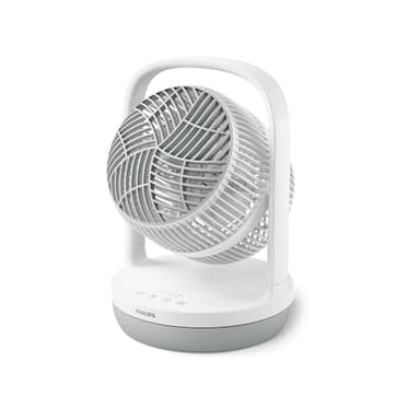 Philips Ventilateur de table série 2000. Puissant et ultra-silencieux. 23 dB. Circulation de l'air. Inclinaison réglable à 180°. Pour la chambre à coucher, la maison et le bureau. Blanc. (CX2050/00)