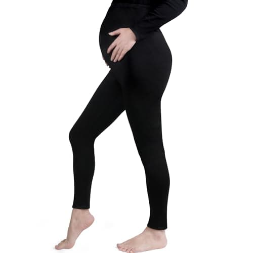Aomig Legging de Grossesse pour Femme, Noir Legging Grossesse Maternité, Soutien Post, Pantalon de Grossesse Femme Leggings Longs de Grossesse en Polyester(M)