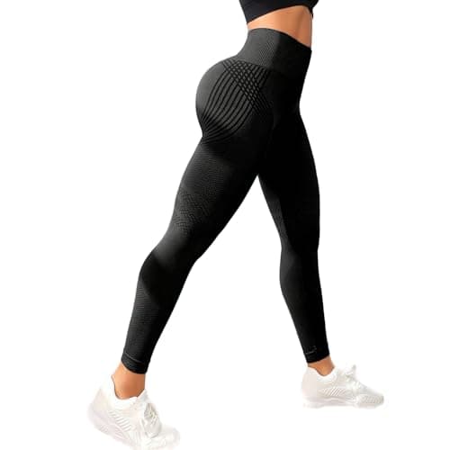 Leggings Anti Cellulite 3D Femme PLUMl Original, Legging Anti-Cellulite à Compression 3 D, Minceur Taille Haute sans Couture, Pantalon de Sport Yoga Fitness Push-Up Sculptant (Noir, M)