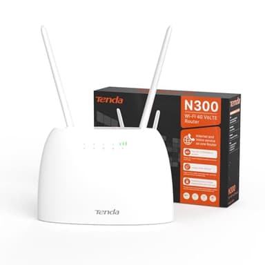 Tenda 4G06 Routeur Modem 4G LTE 300Mbps WiFi avec Téléphonie, Box 4G, Plug et Play avec Carte SIM pour Tous Les Opérateurs, 2 Antennes Amovibles, Volte, Ports LAN/WAN, Surveillance du Trafic Réseau