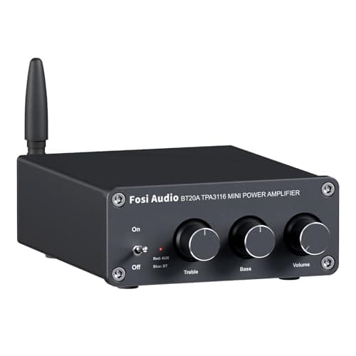 Fosi Audio BT20A Amplificateur Audio Bluetooth, 100W x2 Ampli HiFi Stéréo 2 Canaux, Classe D Ampli TPA3116 Intégré Ampli de Puissance avec Contrôle des Basses et des Aigus pour Home Cinema