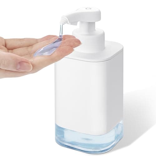 Distributeur de savon automatique avec capteur infrarouge électrique : 400 ml Distributeur automatique No Touch Savon avec batterie de charge USB pour salle de bain, cuisine, maison Blanc