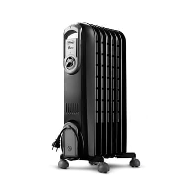 De'Longhi Série Vento V550715.BG Radiateur à huile électrique, Chauffage électrique basse consommation, 7 éléments, minuterie, boutons intuitifs pour environnements jusqu'à 45 m³, 3 niveaux de