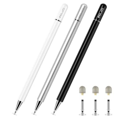 ELZO Stylo pour tablette 2 en 1 universel stylet pour écran tactile, stylet pour tablette 100 % compatible avec tous les écrans tactiles pour iPhone/iPad/Samsung/Lenovo/Microsoft/Blackview