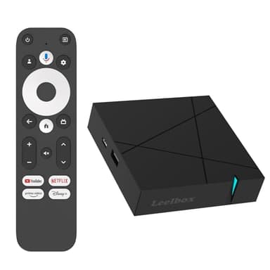 Streaming Box Android TV 4K UHD, 4GB RAM 32GB ROM, Chromecast Built-in, WiFi, Bluetooth, Compatible Assistant Vocal Google, Dolby Atmos & Dolby Vision, Noire