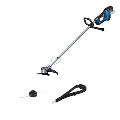 Bosch Professional 18V System débroussailleuse sans-fil GFR 18V-23 (moteur sans charbon, Ø de coupe 23 cm, 1 unité bobine de fil, 1 bandoulière, set lame débroussailleuse, étrier protection plantes)