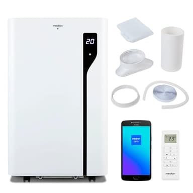 MEDION Smart Climatiseur Mobile P1200 (12000 BTU, 3-en-1, Refroidir, Déshumidification, Ventilation, jusqu'à 36m², kit de joint de fenêtre, mode sommeil, contrôle Wifi, Télécommande, Écran, MD 37734)