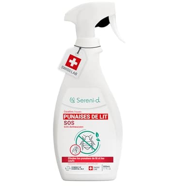 SOS ANTI PUNAISES DE LIT XXL - Spray Insecticide CHOC Traitement naturel aux Huiles Essentielles et Fleur de Pyrèthre Végétal - Produit qui élimine les punaises de lit - 500mL