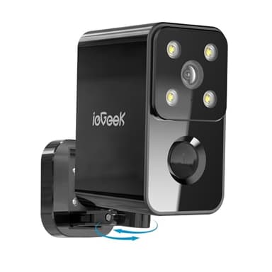 ieGeek 2K Rotation à 180° Camera Surveillance WiFi Exterieure sans Fil, 2.4GHz Caméra Batterie, Vision Nocturne Couleur, Audio Bidirectionnel, Détection de Mouvement PIR, Sirène, Local/Cloud, Noir, S3