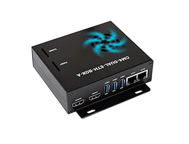 Mini PC Double Gigabit Ethernet Basé sur Raspberry Pi Compute Module 4 (Non Inclus), Waveshare CM4 Dual ETH Base À l'intérieur, Boitier Métal, avec Ventilateur, Facile à Construire Un CM4 Mini PC
