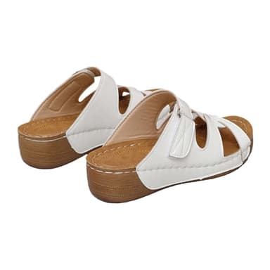 Mules à plateforme pour femme - Pantoufles respirantes - Sandales à plateforme avec sangle réglable - Pour l'été - Confortables - Soutien de la voûte plantaire - Talon compensé - Chaussures de plage