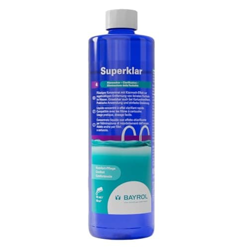 BAYROL Superklar 0,5 L - Calrifiant piscine pour filtre à cartouche - rend l'eau claire et cristalline - dosage facile - floculant filtre cartouche