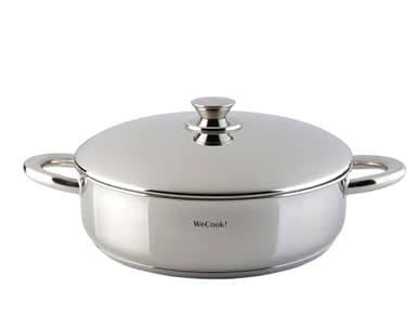 STAINLESS LOW COOKING POT WITH LID 28 cm.