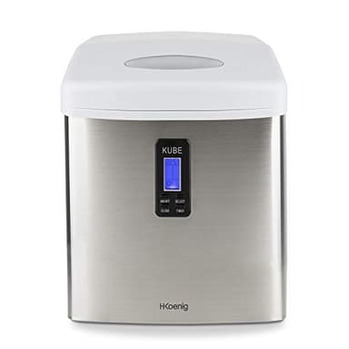 H.Koenig Machine à Glaçons KB15, 15kg en 24h, 2 tailles de Glaçons, Portable, Silencieuse 3,3L, Glaçons Prêts en 6min, Pelle à Glaçons