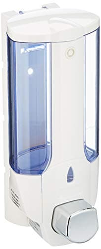 axentia Distributeur de Savon Mural 380 ml, Porte Savon Liquide pour Salle de Bain, Doseur Universel pour Savon Liquide, Gel Douche, Shampoing 8,5 x 19 x 8,5 cm - Blanc
