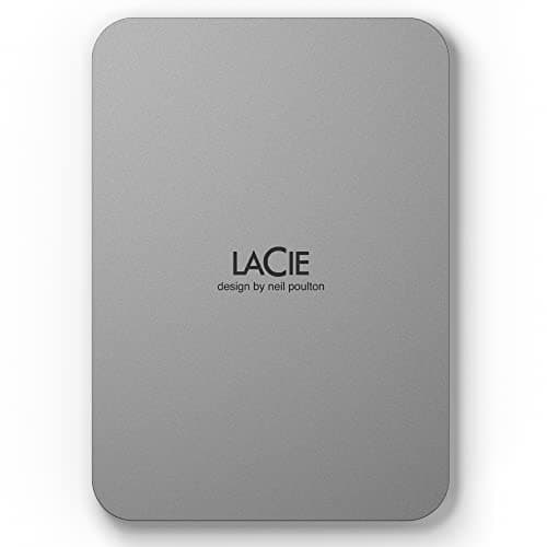 LaCie Mobile Drive Moon, 4 To, disque dur externe portable, Silver, USB-C 3.2, pour PC et Mac, en matériaux recyclés, avec abonnement àToutes les applications Adobe et Services Rescue (STLP4000400)