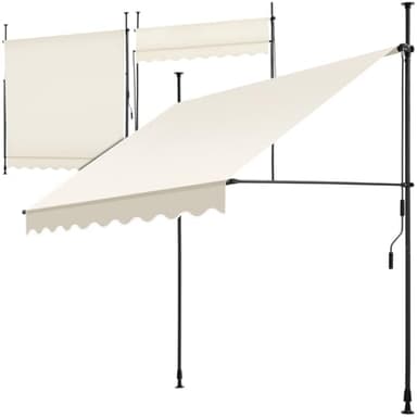 tectake Store banne sans Perçage Auvent Marquise Retractable avec Manivelle Multi-Fonction Store latéral Enroulable Brise Vue Brise Soleil Opaque en Aluminium - Beige, 200 x 180 cm
