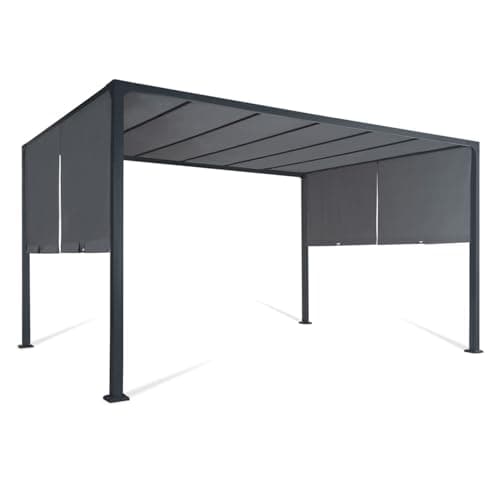 IDMarket - Pergola coulissante 2 pans 3x4 M belvédère de Jardin Toile Gris Anthracite
