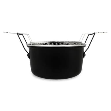 MENASTYL - Friteuse du Nord 28cm en acier émaillé noir et bord chrome - Panier inclus, pour des frites maison délicieuses - 3645575
