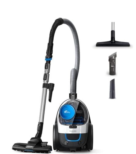 Philips PowerPro Compact Série 3000 Aspirateur sans Sac, 900 W, Avec Filtre HEPA et Brosse TriActive, Bleu (FC9332/09)