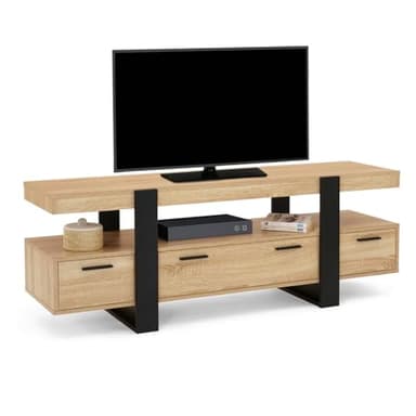 IDMarket - Meuble TV 140 cm Phoenix avec tiroirs Bois et Noir
