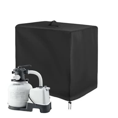 Bâche de Pompe de Piscine, Couvercle de Pompe à Filtre, Housse de Pompe de Jardin, 420D Tissu Oxford épais, Anti-poussière Anti-UV Anti-Pluie (Noir)