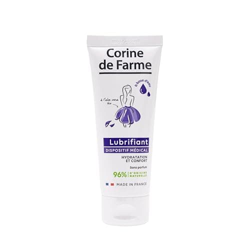 Corine de Farme, Lubrifiant Hydratation et Confort Intime 75ml, Formule à base d'eau et Aloe Vera bio, incolore, sans parfum, non collant, 96% d'ingrédients naturels