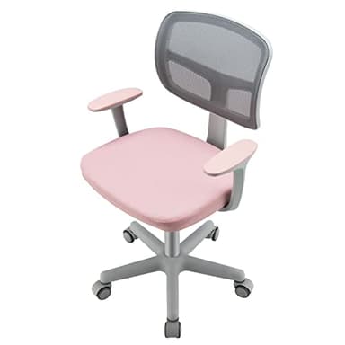 COSTWAY Chaise de Bureau Pivotante Enfants avec Hauteur Réglable 80-91,5cm, Siège à roulettes Enfants avec Dossier & Accoudoirs Ergonomique, Coussin Amovible, Charge 150kg pour 3-10 Ans