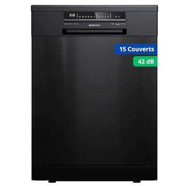 GEDTECH Lave-vaisselle GLV1542DX 15cv - Tiroir à couverts - 42 dB - Ultra silencieux - Départ Différé - Eco - Intensif - Rapide – Faible conso - Classe C - Dark Inox - Protection enfant