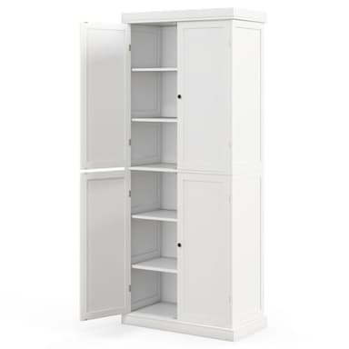 COSTWAY Armoire de Rangement, Armoire Chambre 4 Portes et 5 Étagères, Poignée Ronde, Meuble de Rangement Multifonctionnel, Blanche, 76 x 40 x 184,5 cm