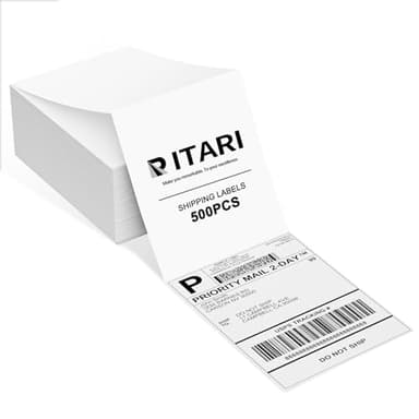 Itari Lot de 500 étiquettes thermiques de 10 x 15 cm – Étiquettes d'expédition pliées en éventail – Papier thermique perforé pour imprimante thermique, compatibles avec Etsy, Shopify, Ebay, Amazon,