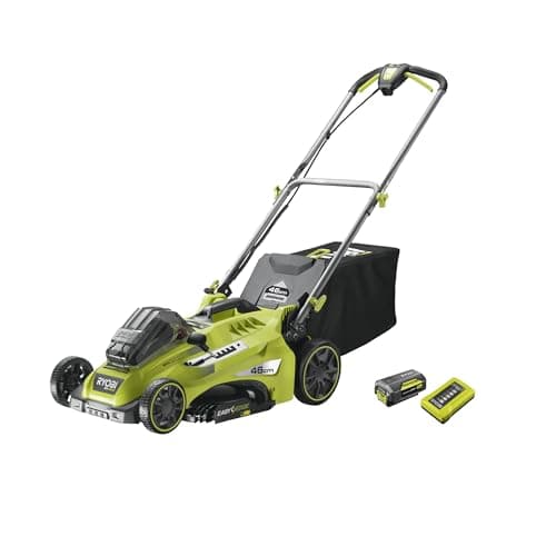 Tondeuse a Gazon sur batterie brushless RYOBI RLM36X46H50PG 36V - coupe 46 cm - Ramassage et mulching - batterie 5,0 Ah + chargeur inclu