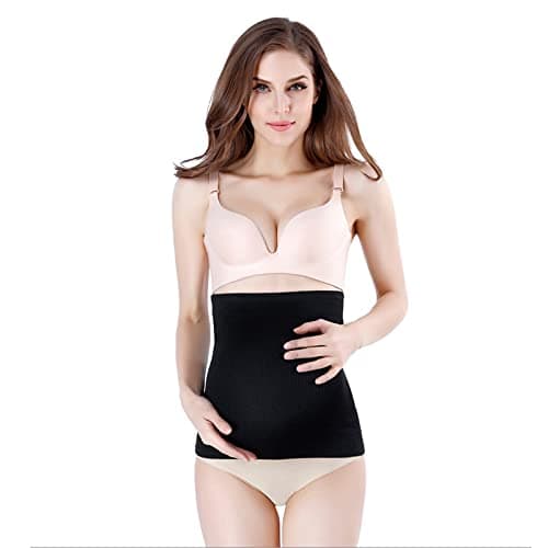 ZAMAKS Bandeau de protection contre les rayonnements électromagnétiques - En fibre d'argent - Soutien abdominal - Double couche - Tablier de travail de maternité pendant la grossesse, Noir, argent,