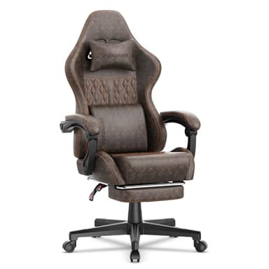 Ferghana Chaise Gaming Ergonomique,Fauteuil Gamer,Siège Bureau Gamer Chaise Bureau avec Réglable Appui-tête,Support Lombaire,Repose-Pied,Télescopiquetissu Respirant,Siege Gaming Racing,Brun