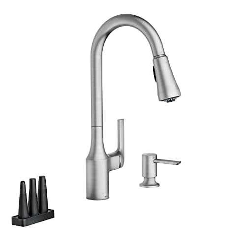 Moen Milton Single-Handle Pull Down Sprayer Kitchen Faucet with Reflex and Power Clean Attachments in Spot Resist Stainless 87114SRS