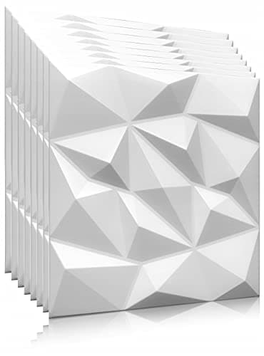 DECCART - Panneau Mural Decoratif 3D | Revetement mural | Panneaux Muraux | Polystyrène PSE | 50x50 cm Brylant 2 m², 8 pièces, blanc