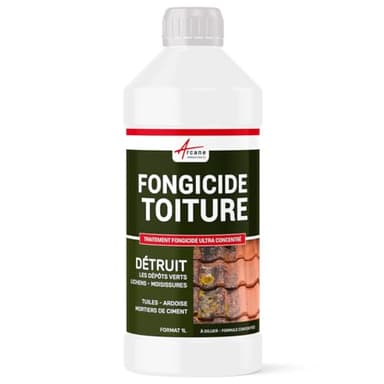 Fongicide Anti depot vert concentré pour toiture - Élimine aussi algues et lichens - ANTI-MOUSSE - 1 L (jusqu'à 250 m²) - ARCANE INDUSTRIES