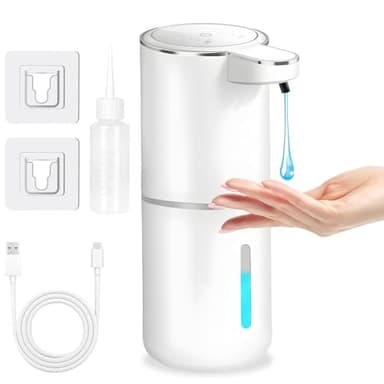 SaiXuan Distributeur de Savon Automatique, 380mL Montage Mural Électrique, Batterie Rechargeable USB, avec 4 Niveaux Réglables, Étanche IPX5 pour Salle de Bain, Cuisine et Bureau (Gel)
