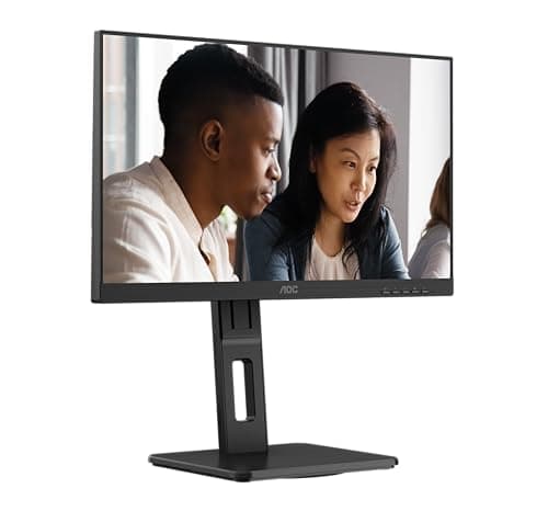 AOC 22E2UMF Écran Full HD 22" réglable en Hauteur avec Haut-parleurs, synchronisation adaptative (1920 x 1080, 75 Hz, 4 ms, VGA, HDMI, DP, concentrateur USB) Noir