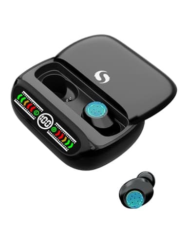 SERVOMASTER Ecouteurs sans Fil Ecouteur Intra Auriculaire Microphone HD Écouteurs sans Fil, 48 Heures d'Excellente Qualité Sonore, avec Écran LED Ecouteur, USB-C, pour Android iOS Slider Design