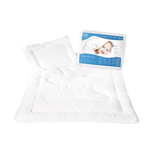 Baby Comfort Parure de lit pour lit de bébé Junior avec Couette et Oreiller Plat 150 x 120 cm Motif Ours Blanc Toutes Saisons