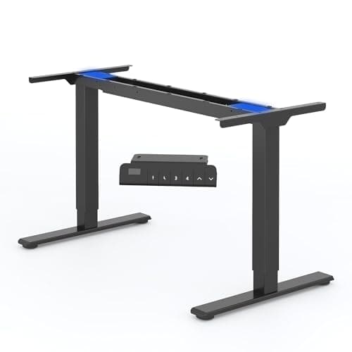 FlexiSpot Bureau Assis Debout Électrique à 2 Moteurs Bureau Réglable en Hauteur en Acier avec Panneau Smart à Fonctions Mémoires, Charge 100kg（Cadre en Noir)