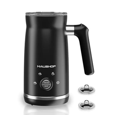 HAUSHOF Mousseur à Lait Électrique 4 en 1, Mousseur à Lait Automatique avec Contrôle Intelligent Température, pour Mousse Chaude et Froide, Cappuccino, Latte, Chocolat Chaud, Macchiato