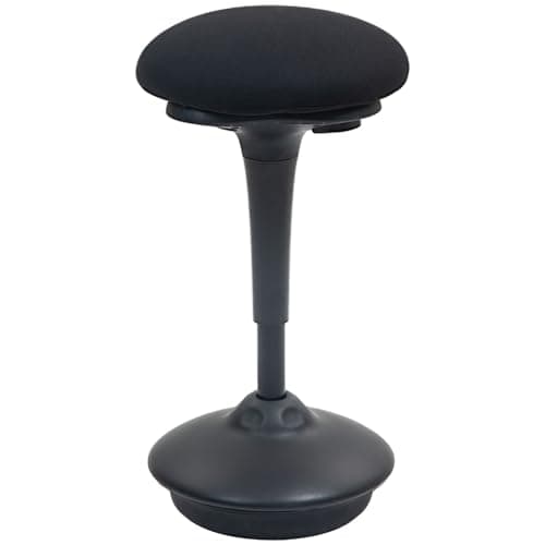 HOMCOM Tabouret de Bureau Debout, Tabouret Ergonomique, réglable en Hauteur 70-90 cm, Large Socle, siège Bascule à 360°, avec Coussin rembourré et Patins antidérapants, Noir
