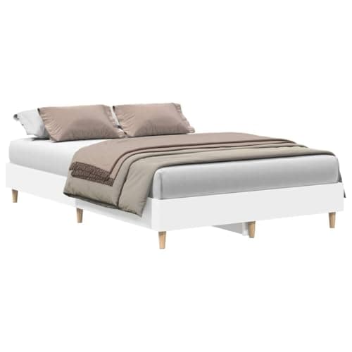 vidaXL Cadre de lit sans Matelas Blanc 140x190 cm Bois d'ingénierie