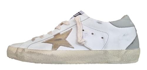 Golden Goose Chaussures Femme Superstar Vintage 12166 White and Platinum, Blanc platine et gris, 38 EU