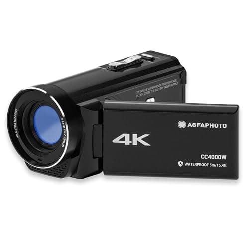 AGFA Photo Realimove CC4000W - Caméscope Étanche 4K, Écran Tactile 3'', Zoom Numérique 18x, Vidéo 2.7K, Photo 24MP, Télécommande, Modes d'Enregistrement Multiples, Batterie Lithium - Noir
